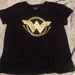 WONDER WOMAN Black Short-Sleeve Tee with Golden Lasso of Truth Emblem